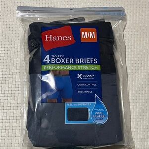 4 Pair Tagless‎ Hanes Men's Boxer Briefs  Performance Stretch Medium